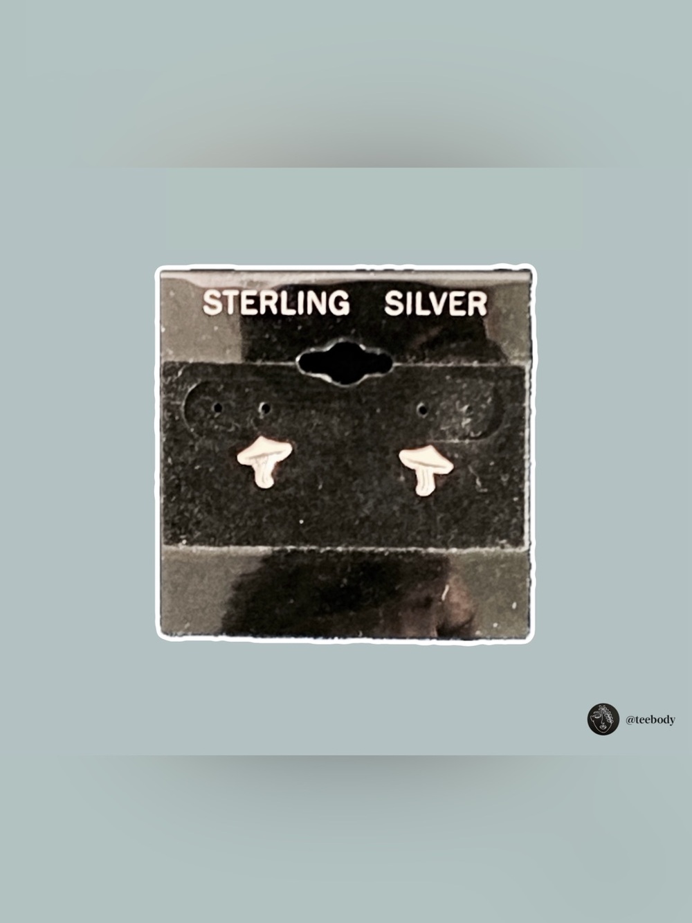 VTG NWT Sterling Silver .925 Tiny Mushroom Stud Earrings | Retro Boho Minimalist